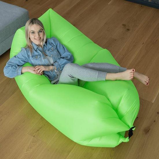 Kép valamiből Felfújható Lazy bag kétrétegű pihenőzsák - zöld