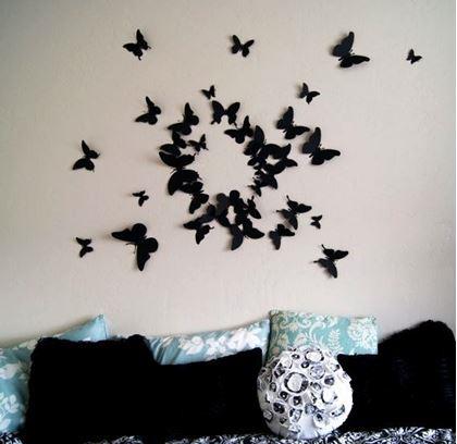 Kép valamiből 3D pillangók – fali dekoráció - fekete