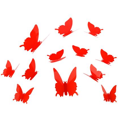 Kép valamiből 3D pillangók – fali dekoráció - piros