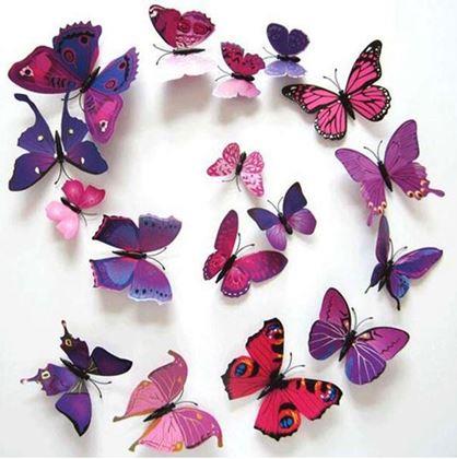 Kép valamiből 3D pillangók – fali dekoráció - lila