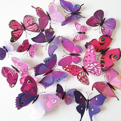 Kép valamiből 3D pillangók – fali dekoráció - lila