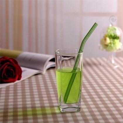 Kép valamiből Hajlított üveg szívószál – zöld