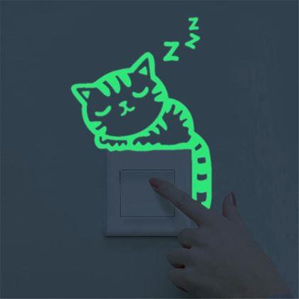 Kép valamiből Világító villanykapcsoló matrica - cica