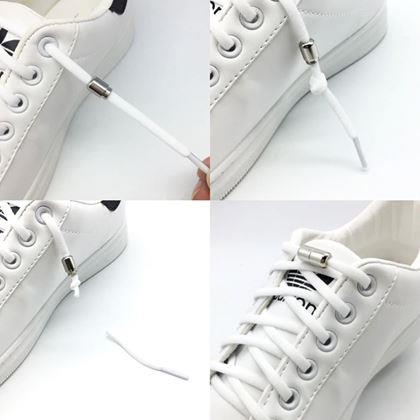 Kép valamiből Elasztikus fémkapcsos cipőfűző – fehér