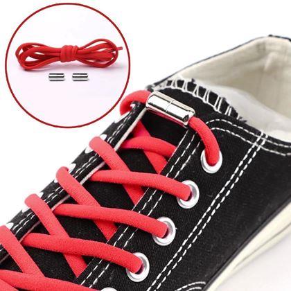 Kép valamiből Elasztikus fémkapcsos cipőfűző –  piros