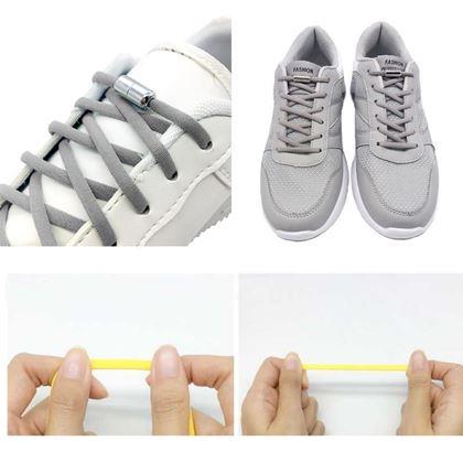 Kép valamiből Elasztikus fémkapcsos cipőfűző – szürke