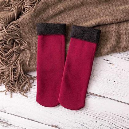 Kép valamiből Bundával bélelt meleg zokni - piros