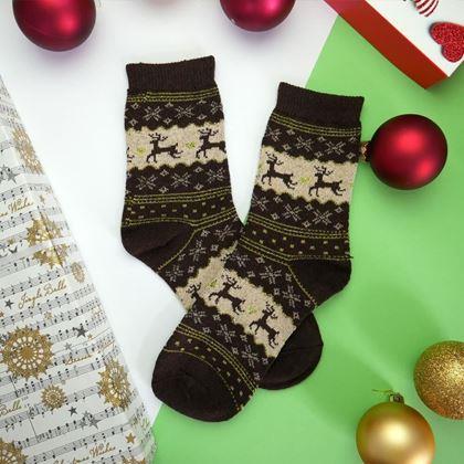 Kép valamiből Karácsonyi zokni norvég mintával - barna
