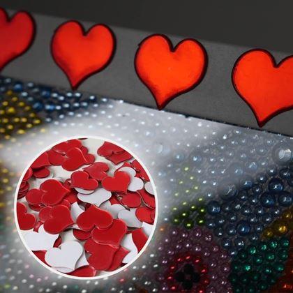 Kép valamiből Tükrös szív matricák 100 db - piros
