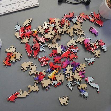 Kép valamiből Fából készült állatos puzzle - farkas