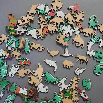 Kép valamiből Fából készült állatos puzzle - papagáj