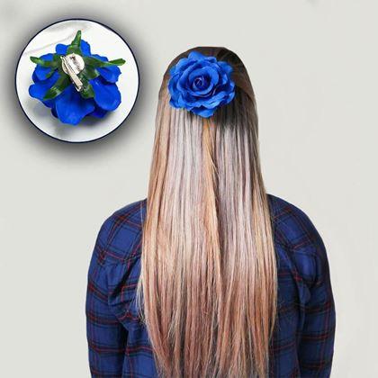 Kép valamiből Rózsás hajcsat - kék
