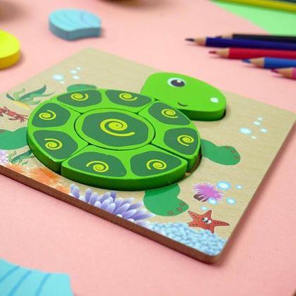Kép valamiből Fa puzzle kicsiknek - teknősbéka