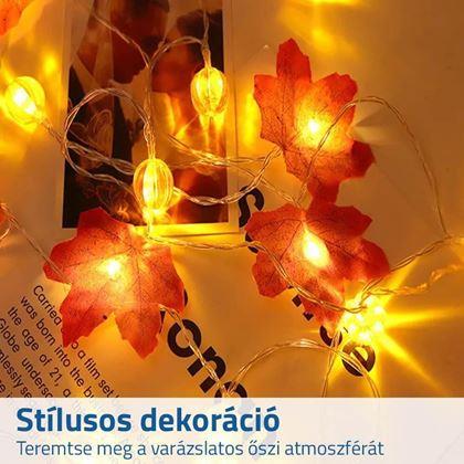 Kép valamiből LED fényekkel díszített őszi lombos fényfüzér