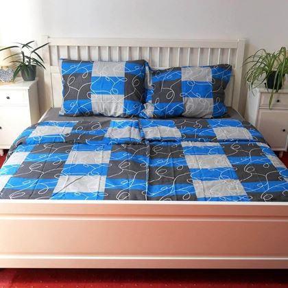 Kép valamiből Krepp pamut ágynemű - kék absztrakt minta