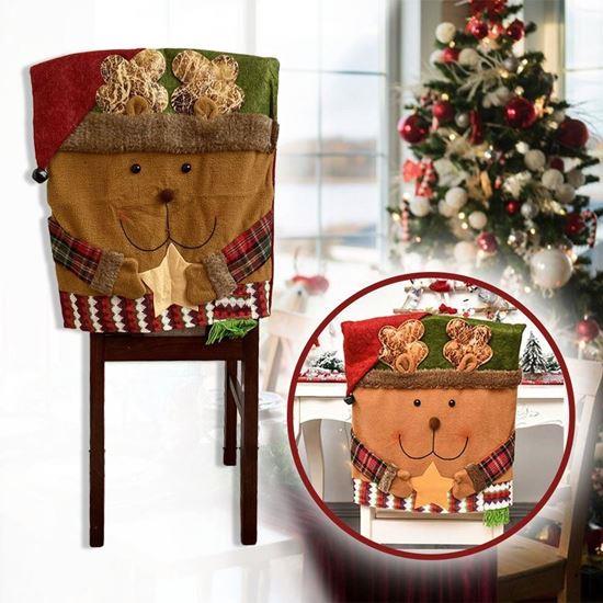 Kép valamiből Karácsonyi székhuzat - mackó rénszarvas kalapban