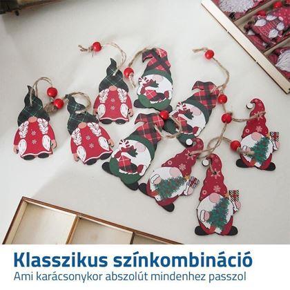 Kép valamiből Készlet fa díszek törpék 9 db - piros-zöld készlet