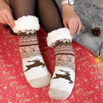 Kép valamiből Karácsonyi meleg zokni szőrme béléssel - Norvég minta