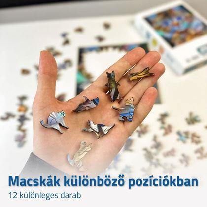 Kép valamiből  Fa Macskás Puzzle -Cirmos Macska