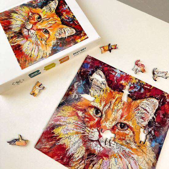 Kép valamiből Fa Macskás Puzzle - Vörös Macska