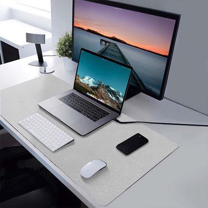 Kép valamiből Prémium műbőr egér- és billentyűzetalátét 80x40 cm - világos szürke