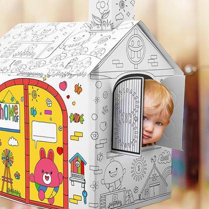 Kép valamiből Kiszínezhető gyermek házikó filctollakkal, 60,5 x 48 x 70 cm