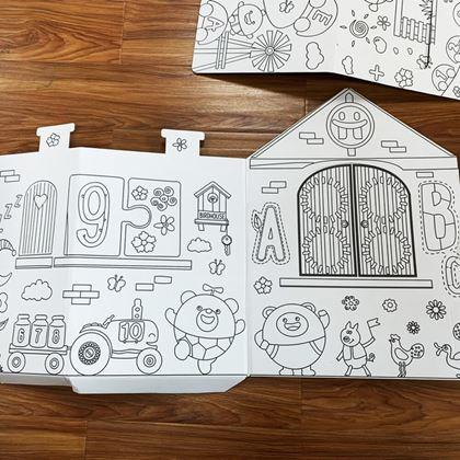 Kép valamiből Kiszínezhető gyermek házikó filctollakkal, 60,5 x 48 x 70 cm