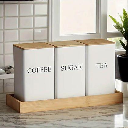 Kép valamiből Kávé, tea és cukor tároló készlet