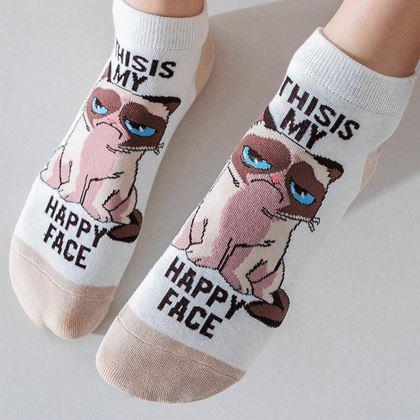 Kép valamiből Vidám zoknik dühös macska - fehér