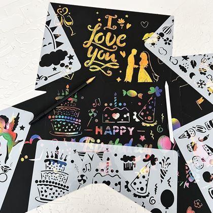 Kép valamiből 5 db A4 kaparós sablon + 2 toll