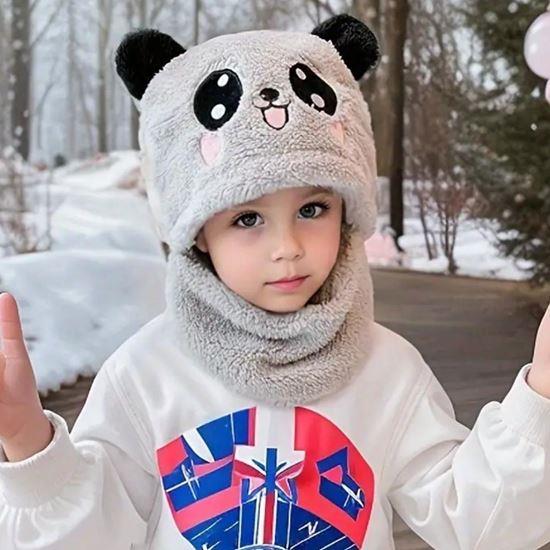 Kép valamiből Sapka és nyakmelegítő macifülekkel -  szürke