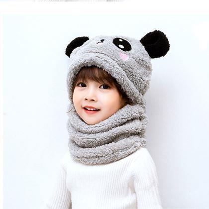 Kép valamiből Sapka és nyakmelegítő macifülekkel -  szürke