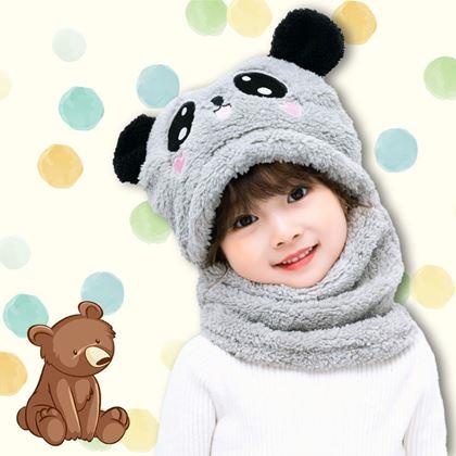 Kép valamiből Sapka és nyakmelegítő macifülekkel -  szürke