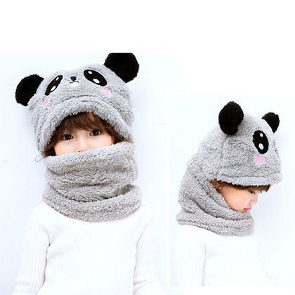 Kép valamiből Sapka és nyakmelegítő macifülekkel -  szürke