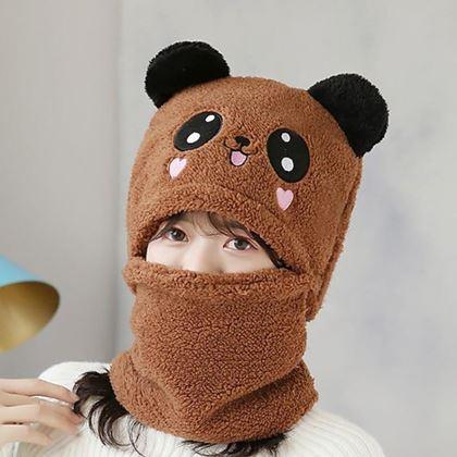 Kép valamiből Sapka és nyakmelegítő macifülekkel -  barna