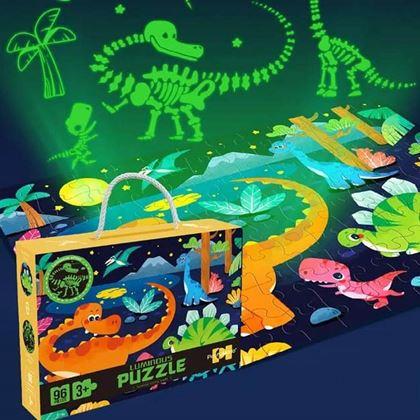 Kép valamiből Gyerek puzzle, sötétben világító, 96 darabos - dinoszauruszok