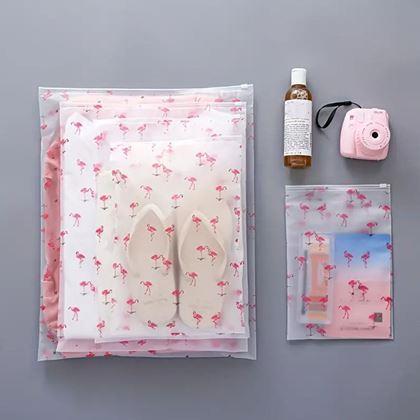 Kép valamiből Vízálló utazótáskák szett  -  flamingó