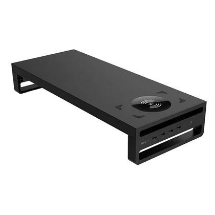 Kép valamiből Fém monitorállvány USB portokkal és vezeték nélküli töltéssel