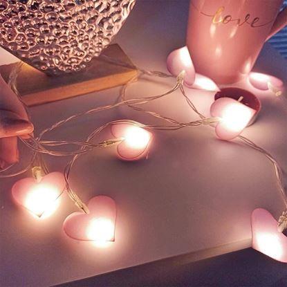 Kép LED fénylánc - rózsaszínű szívek