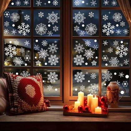 Kép valamiből Ablak matricák - hópelyhek 52 db - ezüst