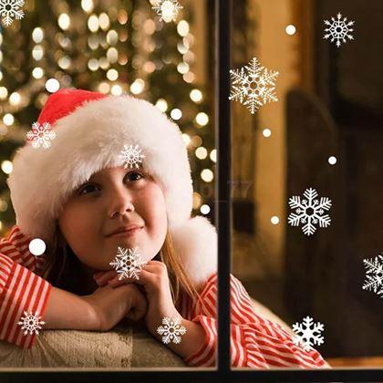 Kép valamiből Ablak matricák - hópelyhek 52 db - ezüst