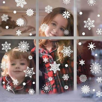 Kép valamiből Ablak matricák - hópelyhek 52 db - ezüst