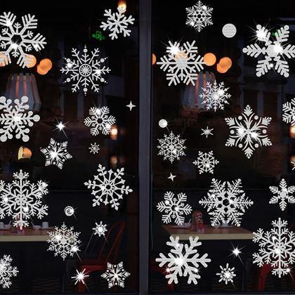 Kép valamiből Ablak matricák - hópelyhek 52 db - ezüst