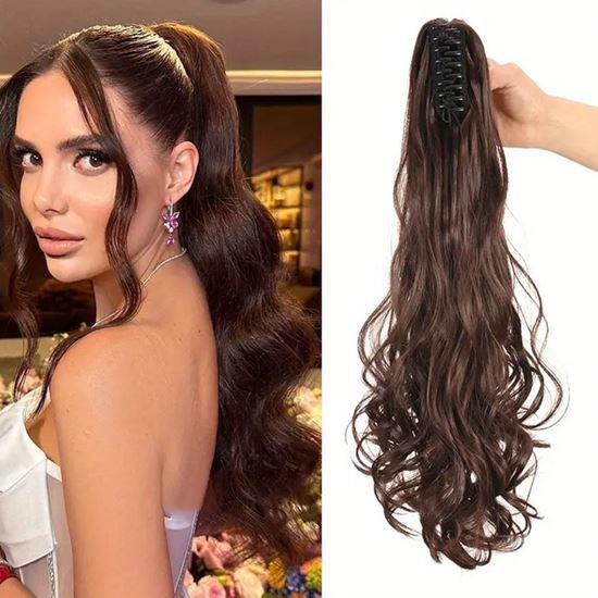 Kép valamiből Hullámos, 60 cm-es copf hajdúsító -  barna