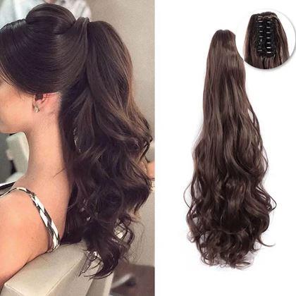 Kép valamiből Hullámos, 60 cm-es copf hajdúsító -  sötétbarna