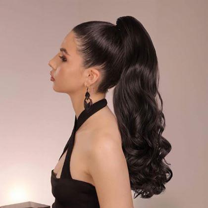 Kép valamiből Hullámos, 60 cm-es copf hajdúsító -  sötétbarna