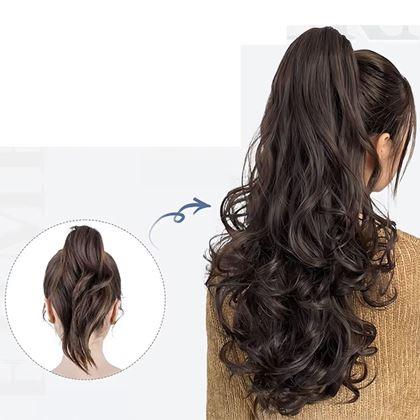 Kép valamiből Hullámos, 60 cm-es copf hajdúsító -  sötétbarna