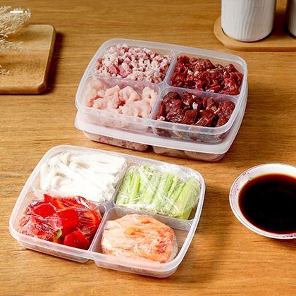 Kép valamiből 4 rekeszes, osztott élelmiszertartó doboz + fedél