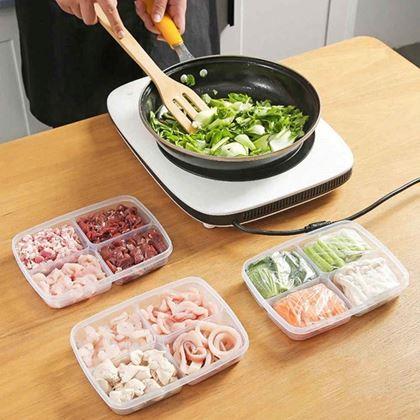 Kép valamiből 4 rekeszes, osztott élelmiszertartó doboz + fedél