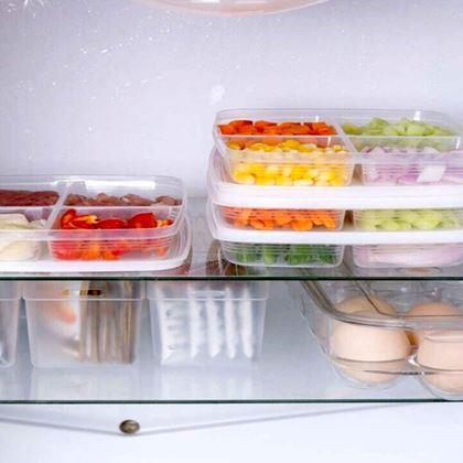 Kép valamiből 4 rekeszes, osztott élelmiszertartó doboz + fedél